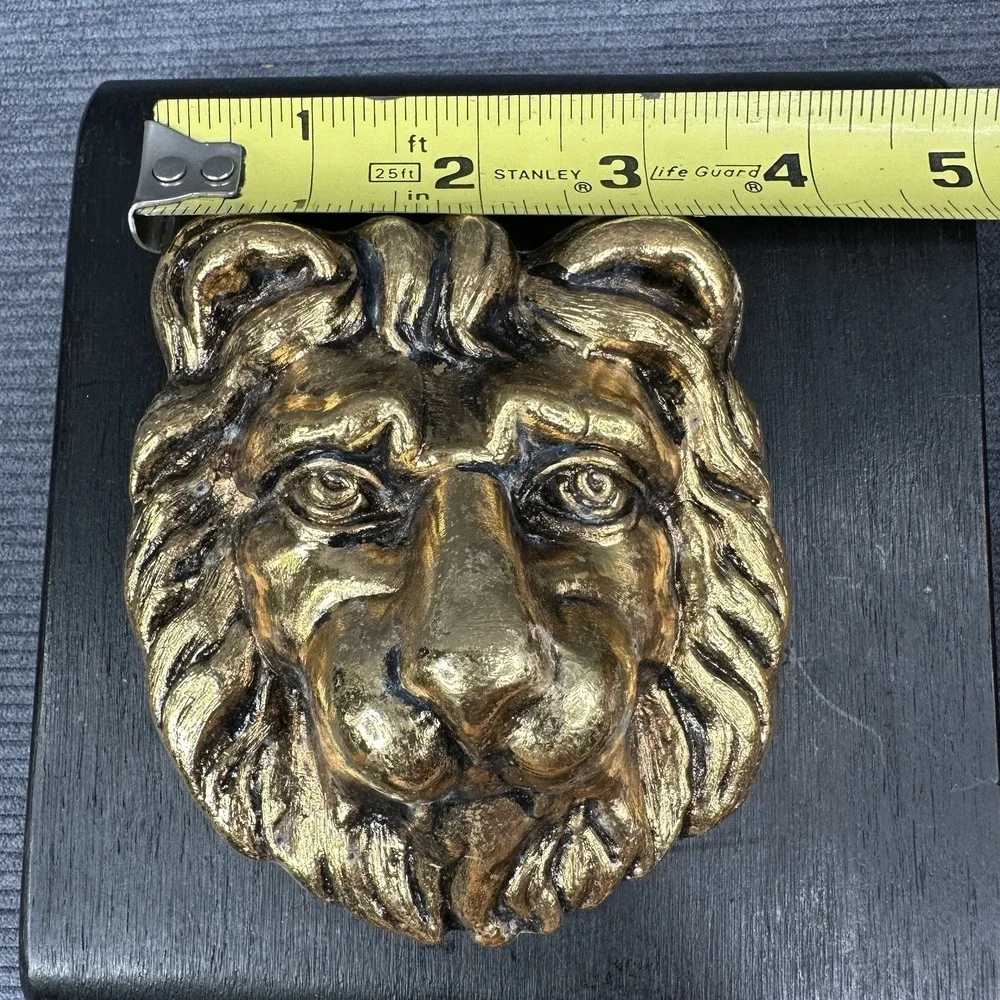 Vintage 1971 Buxton Lion Head Belt Buckle Brass Gold Tone Classic